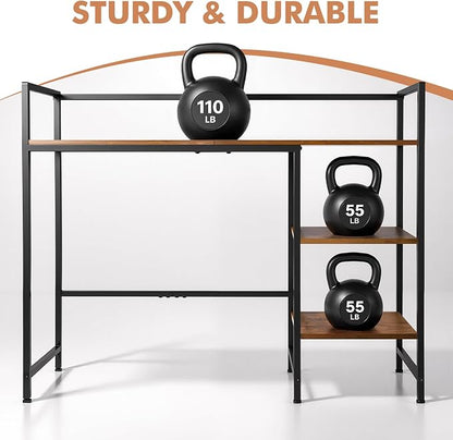 Desk Shelf, 21.46 Inch Wooden Desk Organizer with 3 Tiers, Rustic Monitor Stand & Storage Hutch for Home Office, Dorm, or Workspace
