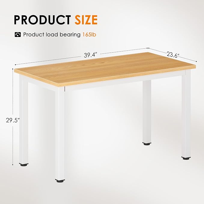 DlandHome 39 inches Small Computer Desk for Home Office Activity Table Writing Table for Small Spaces Study Table Student Laptop Desk (39 inch, Teak + White)