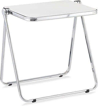 KAIHAOWIN Folding TV Tray Table Acrylic Foldable Table No Assembly Required Tiny Desk for Home Office Side Table Small Computer Desk for Small Spaces (White)