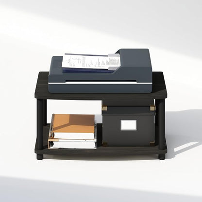 Furinno Turn-N-Tube Printer Stand with Storage, 2-Tier Printer Table, Under Desk Printer Stand, Toolless Assembly, for CPU, Office Supplies, Home Office, Espresso
