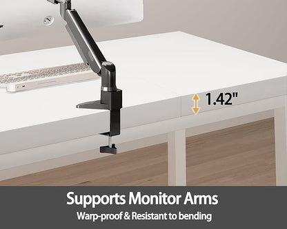 Modern 47 Inch Wood Computer Desk with Thick Desktop - Gaming, Writing Table for Home Office, Study, Work, Student & School Use, Simple Style, White