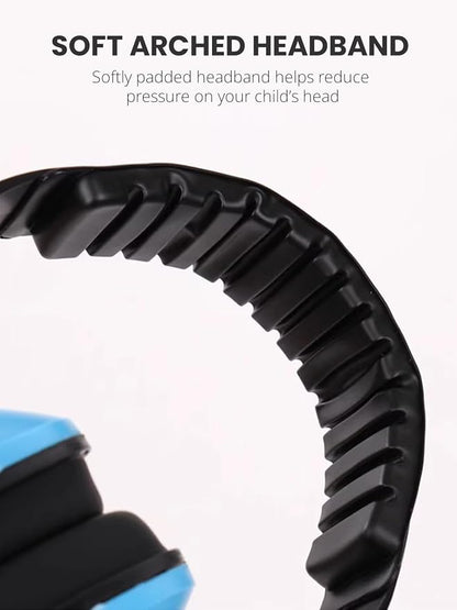 Small Size Hearing Protection Ear Muffs, Adjustable Noise Reduction Headphones for Study, Sleeping, and Travel, Blue