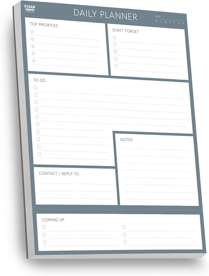 Daily Planner Desk Pad, Undated Tear Off To Do List Notepad with Priorities and Notes, Thick 120gsm Paper, 100 Sheets, Large Desk Writing Pad for Work Office, 8.3 x 11.3