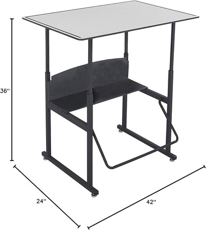 Safco Products AlphaBetter Adjustable-Height Desk, 36" W x 24" D Premium Desktop, Swinging Footrest Bar Classroom and Home School Desk