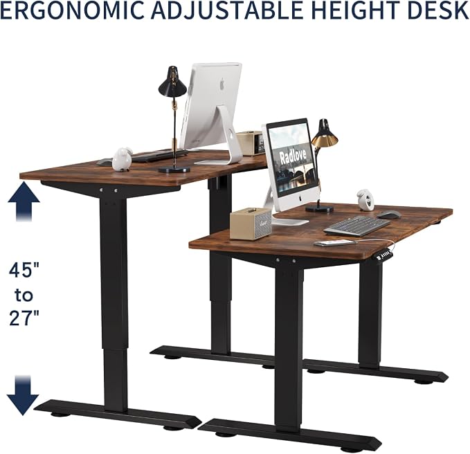 48 Inch Electric Standing Desk with USB Charging Port, Height Adjustable Sit Stand Desk with Memory Presets, Spacious Desktop and Sturdy Metal Frame for Home Office