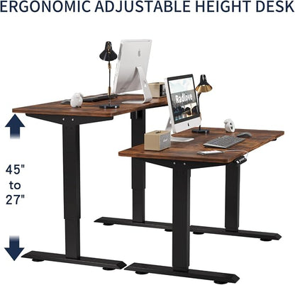 48 Inch Electric Standing Desk with USB Charging Port, Height Adjustable Sit Stand Desk with Memory Presets, Spacious Desktop and Sturdy Metal Frame for Home Office