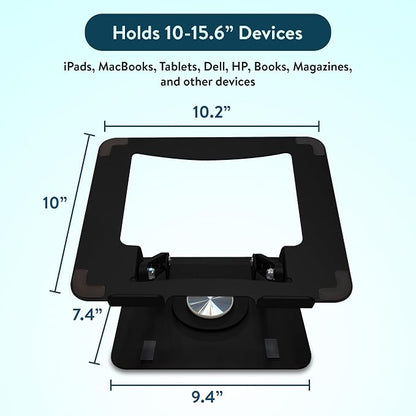 Uncaged Ergonomics Swivel Laptop Stand for Desk, Adjustable Computer iPad Stand for Desk w/ 360 Rotation, Portable Laptop Holder for Home Office Ergonomic Supplies (Black)