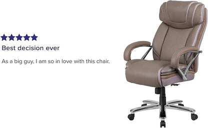 Flash Furniture HERCULES Series Big & Tall 500 lb. Rated Taupe LeatherSoft Executive Swivel Ergonomic Office Chair with Extra Wide Seat