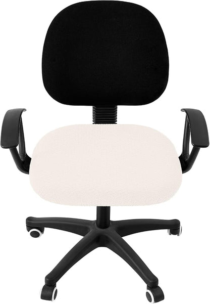 Smiry Stretch Jacquard Office Computer Chair Seat Covers, Removable Washable Anti-dust Desk Chair Seat Cushion Protectors - Ivory