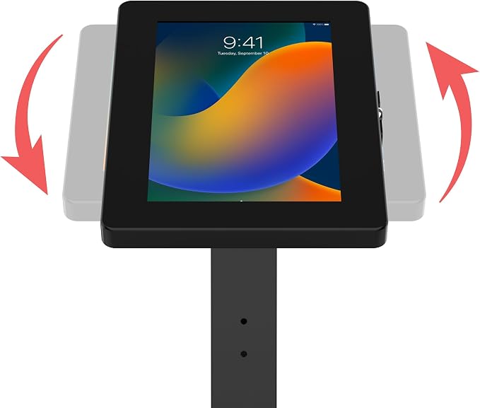 CTA Digital Thin Tall floor Stand 360 Degree Kiosk Display Tablet Holder With Charger Access & Lock for iPad 11 (A16) - Pro 11-inch M4 - Air 11-inch M3- iPad 10th Gen - Galaxy Tab & More Tablets