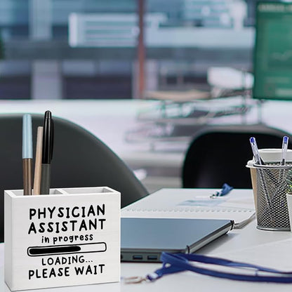 Physician Assistant Office Decor Physician Assistant in Progress Office Decoration PA School Gifts for Women Men Wooden Pencil Holder, Medical Student Gifts Desk Decor
