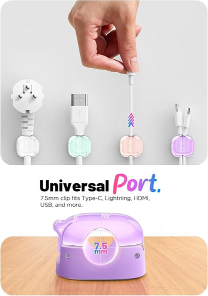 8 Pack Cable Clips, Cord Organizer [1s Lock] Cute Spring Cord Holder for Nightstand Desk Car, Girls College Dorm Room Essentials, Home Office Desk Accessories for Women Cubicle Decor, School Supplies