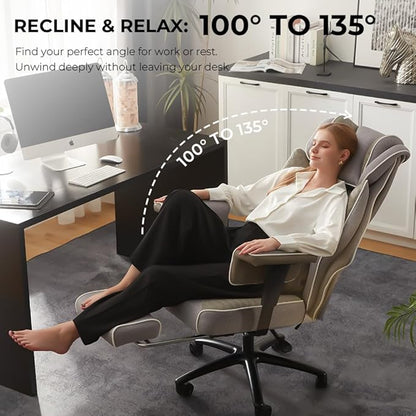Dowinx Big and Tall Office Chair 400 Lbs with Rotating Massage Lumbar Support, Wide Thick Seat Cushion and Adjustable Armrest,Mesh Computer Gaming Chairs with Footrest,Grey