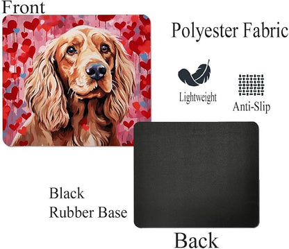 Cocker Spaniel Mouse Pad Dog with Red Hearts Pattern Non-Slip Rubber Mouse Pad Puppy in Love Mouse Pad for Home Office Work Desk Computer Desktop Laptop for Dog Lovers