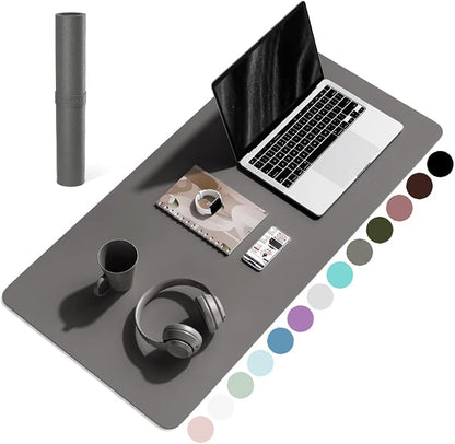 YSAGi Non-Slip Leather Desk Pad, Waterproof Laptop Computer Desk Keyboard Mat, Table Protector Blotter Mat, Large Mouse Pad for Office/Work/Home/Decor(Dark Gray, 31.5" x 15.7")