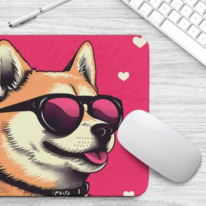 Pink Mousepad Glamour Dog Shiba Inu Mouse Pad for Home Office Gaming Working Desk Computer Desktop Accessories Non-Slip Rubber Mousepad for Dog Lovers Corgi