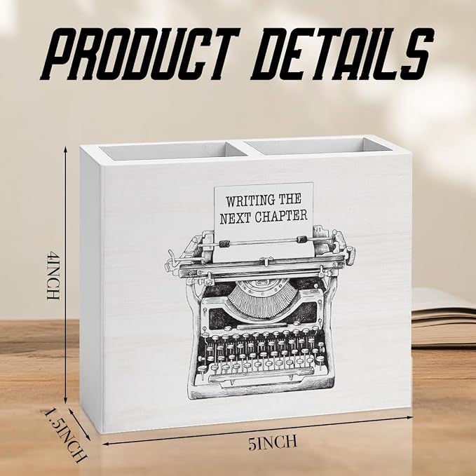 Writer Gifts for Authors Women Men Writer Office Decor Writing the Next Chapter Wooden Pencil Holder desk decor for Office Home Holder2827