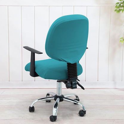 MIFXIN Stretch Computer Office Chair Cover 2 Piece Elastic Slipcovers Stretchy Washable Chair Furniture Protector for Rotating Computer Chairs, Only Covers, NO Chair (Bright Blue)
