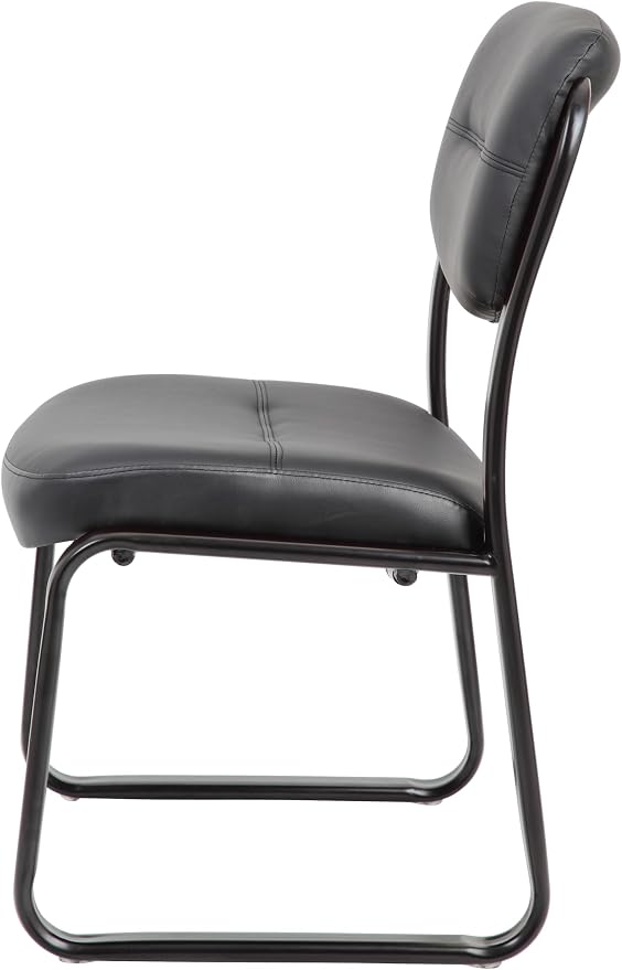 Boss Office Products B9539 Leather Sled Base Side Chair in Black, 250