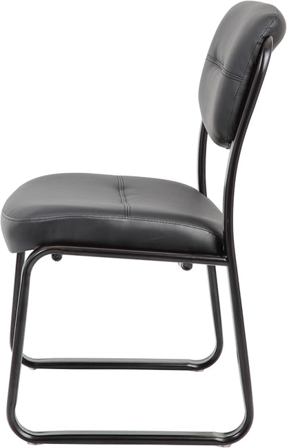 Boss Office Products B9539 Leather Sled Base Side Chair in Black, 250