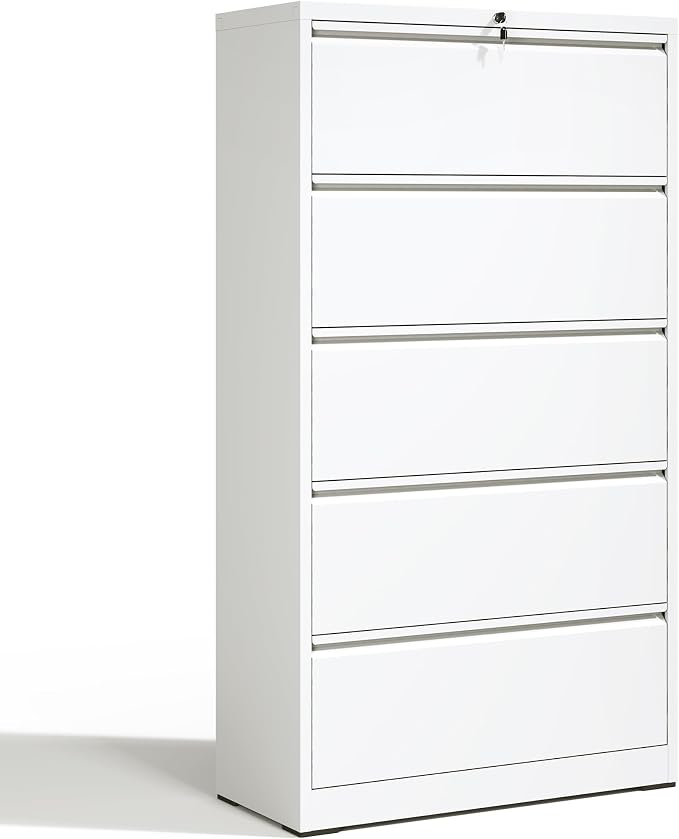 Locking Filing Cabinet with 5 Drawer Heavy Duty Large Metal File Cabinet Home Office Lateral File Cabinets Wide Steel Cabinet for Legal/Letter Size File,Assembly Required