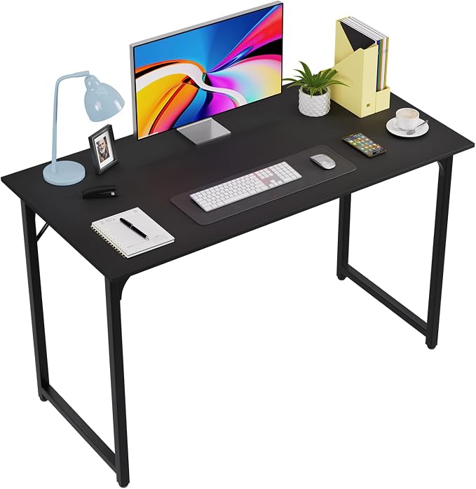 FDW 47 inches Computer Desk/Home Office Desk/Writing Study Table/Modern Simple Style PC Desk with Metal Frame,Black
