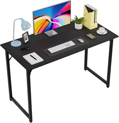 FDW 47 inches Computer Desk/Home Office Desk/Writing Study Table/Modern Simple Style PC Desk with Metal Frame,Black
