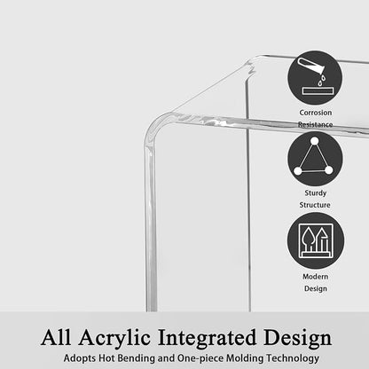 Acrylic Side Table, Clear Small End Table, Transparent Nightstand and Stool for Home Office, Living Room and Bedroom, 21" H x 21" W x 12" D