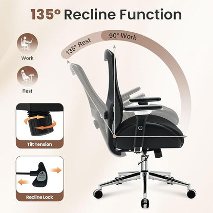 700lbs Big and Tall Office Chair for Heavy People Ergonomic Mesh Desk Chair with Wide Thick Seat Cushion,Adjustable Lumbar Support and 4D Armrests for Aitting All Day