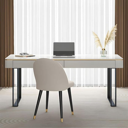 RUNNUP Slate Office Desk with 2 Drawers, Modern Computer Desk, Without Chair 63" L x 23.6" W x 29.5" H Black
