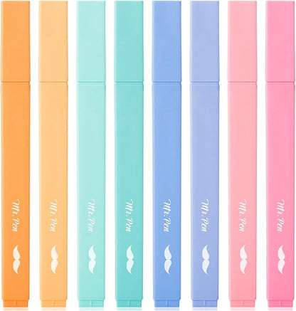 Mr. Pen- Aesthetic Highlighters No Bleed, 8 Pack, Assorted Colors | Chisel Tip, Cute Highlighters Assorted Colors for Journaling, Highlighting, Underlining, Fast Dry, Back to School Supplies