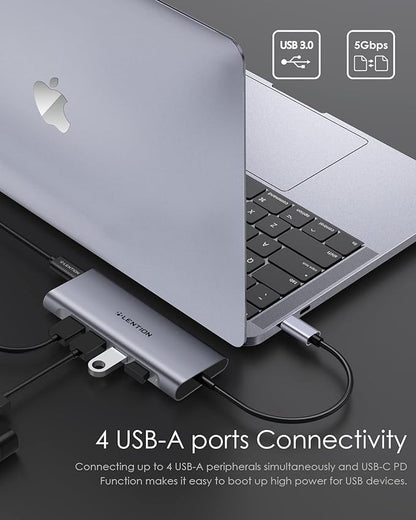 LENTION USB C Hub Multiport Adapter with 4K HDMI, 100W Charging, 4 USB 3.0 5Gbps Splitter Compatible 2016-2025 MacBook Pro, Mac Air, Surface, iPhone & Type-C Devices, Stable Driver(C35, Space Gray)