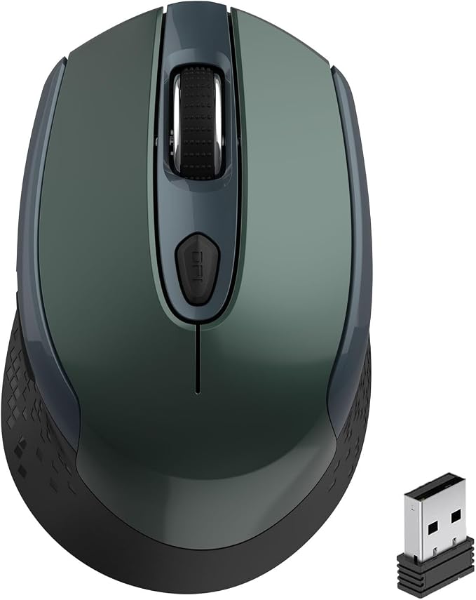 Wireless 2.4G Silent Cordless Mouse - 6 Buttons, 3 DPI Levels for Laptop, Desktop, MacBook, PC