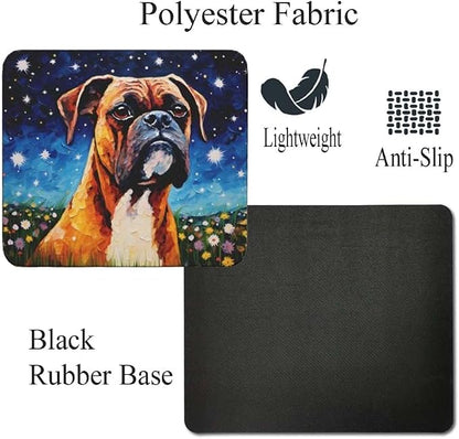 Starry Night Boxer Dog Mouse Pad for Computer Laptop Home Office Gaming Working Desk Desktop Accessories Non-Slip Rubber Mouse Pad for Dog Lovers (Boxer)