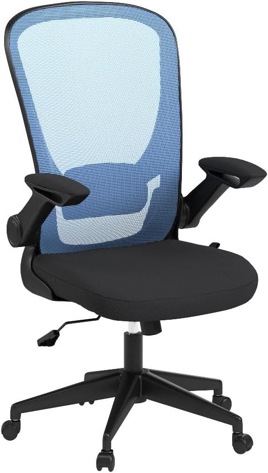Home Office Chair Ergonomic Desk Chair Mesh Computer Chair with Lumbar Support Flip-up Arms Swivel Rolling Executive Task Chair Adjustable Chair for Adults(Blue)