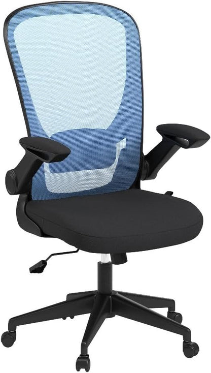 Home Office Chair Ergonomic Desk Chair Mesh Computer Chair with Lumbar Support Flip-up Arms Swivel Rolling Executive Task Chair Adjustable Chair for Adults(Blue)