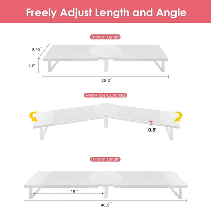 Across-Star Dual-Monitor Stand for Desk - Large Adjustable Length and Angle Riser for 2 Monitors, Double Computer Desktop Organizer, Shelf for TV, Laptop, Printer