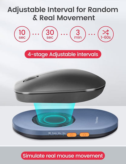 Vaydeer Ultra Slim Mouse Mover, Air 3 Mouse Jiggler with Adjustable Interval Timer, Undetectable & Noiseless, Simulates Realistic Movement, Driver-Free Shaker for Keeping The PC Active (Light Purple)