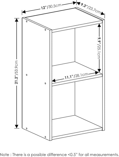 Furinno PASIR Book Shelf, 2-Tier Modern Bookshelf, Open Shelves Bookcase 9 x 12 x 21, Easy Assembly, for Living Room, Bedroom, Home Office, Blackwood