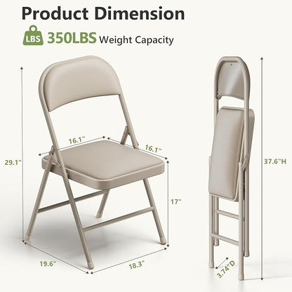 12 Pack Folding Chairs, PU Leather Folding Dining Chairs with Padded Cushion Seat & Back, Indoor Outdoor Folding Chair Set for Home Office, Parties, Events, Wedding, Extra Guest Seating