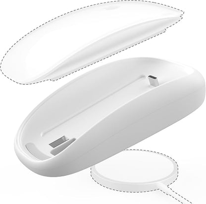 TATOFY Mouse Charger Compatible with Magic Mouse 2 (USB-C) Grip with Wireless Charging Support, Ergonomic Base (White)