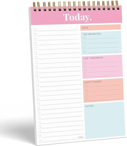 Sweetzer & Orange Daily & Weekly To Do List Notepad – Undated Work Planner & Organizer with Wish List Section, 52-Sheet Coiled Task Pad for Productivity – PINK To Do List Notebook for Work