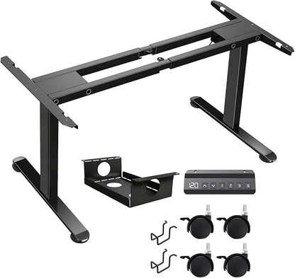 farexon Dual Motor Electric Standing Desk Frame with Cable Management Tray, Wheels & Hooks, Heavy Duty Stand Up Desk Legs Dual-Beam Frame,265 lbs Capacity up to 78" x 40" Tops (Black Frame Only)