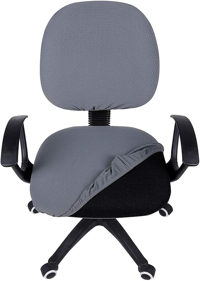 Smiry Stretch Jacquard Office Computer Chair Covers, Removable Washable Universal Desk Rotating Chair Slipcovers Protector, Seat + Backrest Cover, Grey