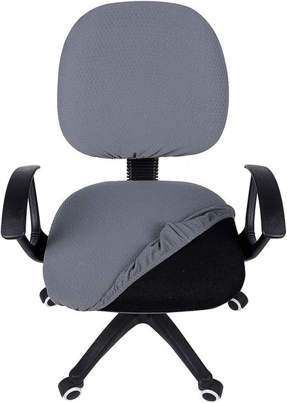 Smiry Stretch Jacquard Office Computer Chair Covers, Removable Washable Universal Desk Rotating Chair Slipcovers Protector, Seat + Backrest Cover, Grey