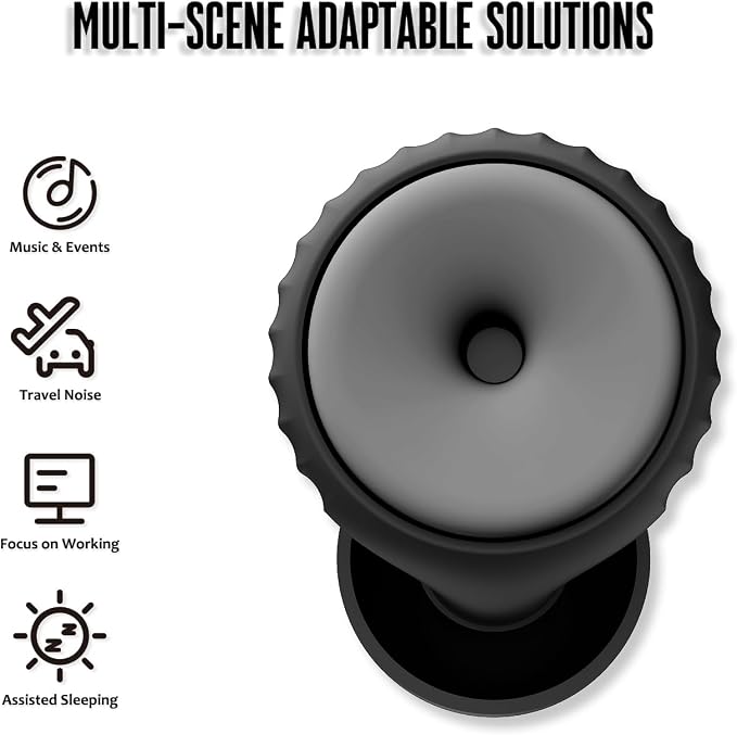 BNU Ear Plugs for Concerts, 2 Pairs 25-35dB Noise Cancelling Earplugs for Work, Motorcycle Reusable High Fidelity Noise Reduction Ear Plugs with 6 Pair Silicon and Memory Foam Tips in S/M/L, Black