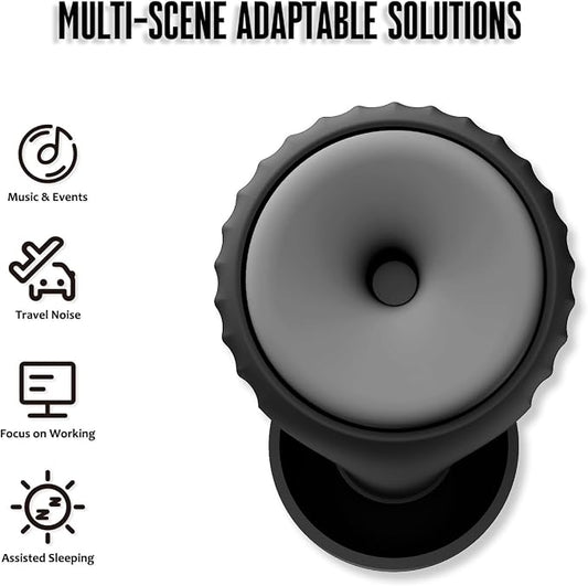 BNU Ear Plugs for Concerts, 2 Pairs 25-35dB Noise Cancelling Earplugs for Work, Motorcycle Reusable High Fidelity Noise Reduction Ear Plugs with 6 Pair Silicon and Memory Foam Tips in S/M/L, Black