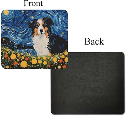 Tubbie Prints Starry Night Australian Shepherd Dog Mouse Pad for Computer Laptop Home Office Gaming Working Desk Desktop Accessories Non-Slip Rubber Mouse Pad for Dog Lovers (Australian Shepherd)