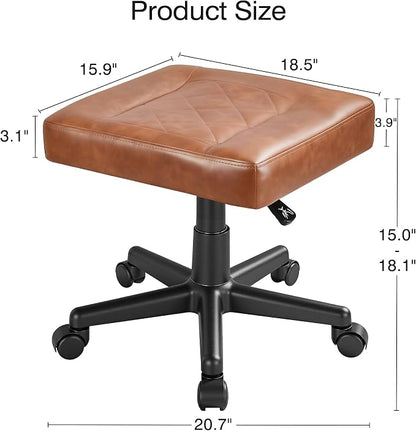 VECELO Under Desk Footrest, PU Ergonomic Foot Rest with Wheels, Comfort Padding, Height Adjustable for Relieving Leg Pain, Stiffness, and etc, Brown