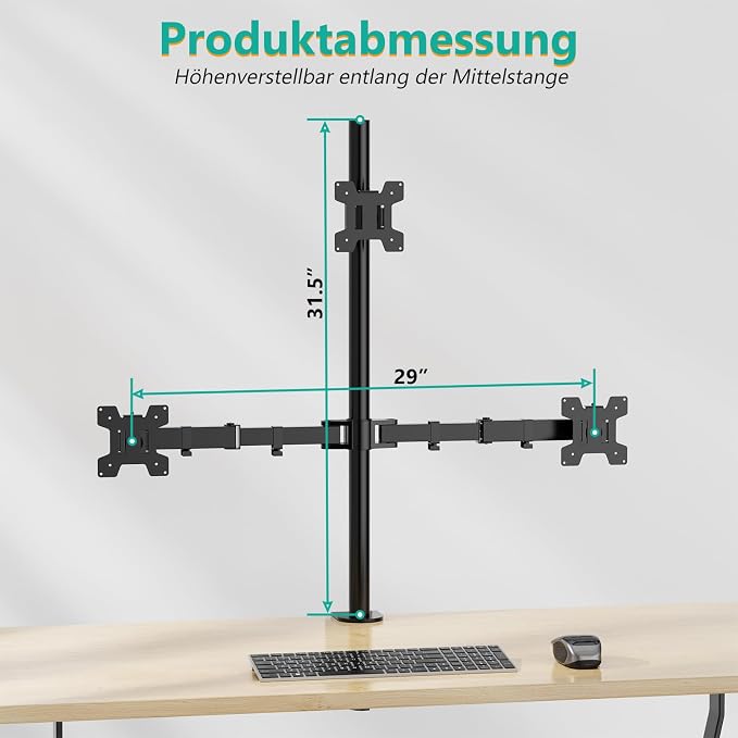 WALI Tall Triple Monitor Mount for 13-27 inch Computer Screens, 3 Monitor Desk Mount, Holds up to 22 lbs, Adjustable Triple Monitors Stand with Swivel Tilt Rotation, 75x75/100x100mm (M003), Black